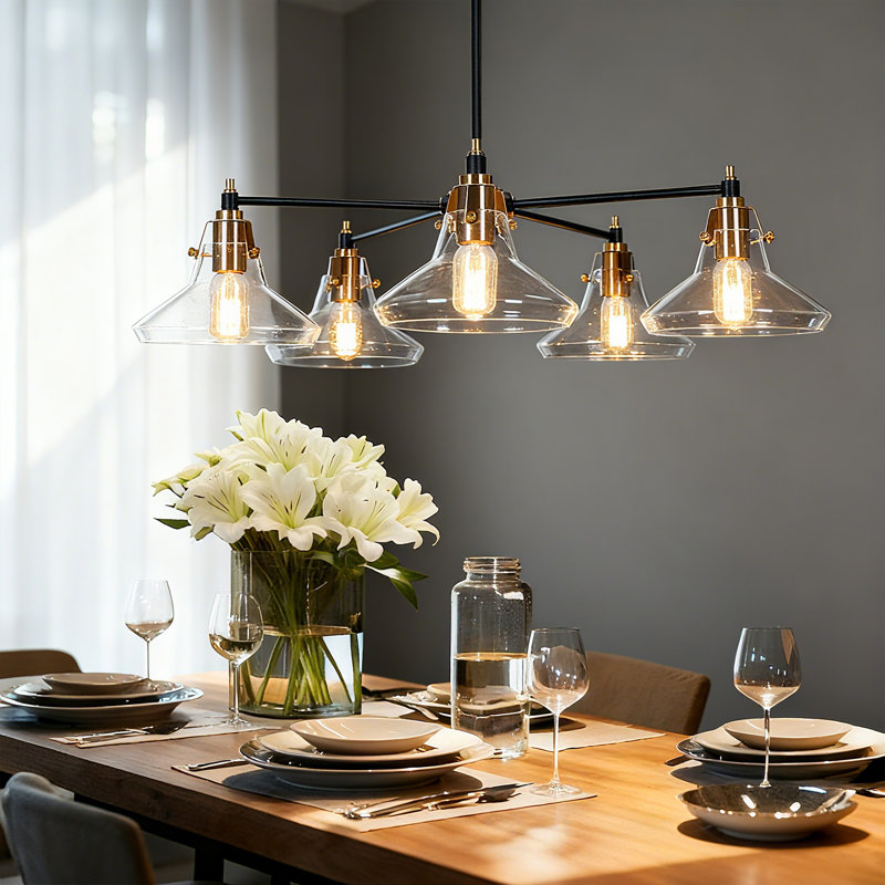 Lustre encastré 5 lumières pour îlot de cuisine