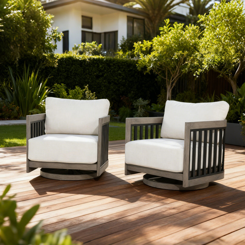 Chaises longues avec coussins Sereno, Noir/gris