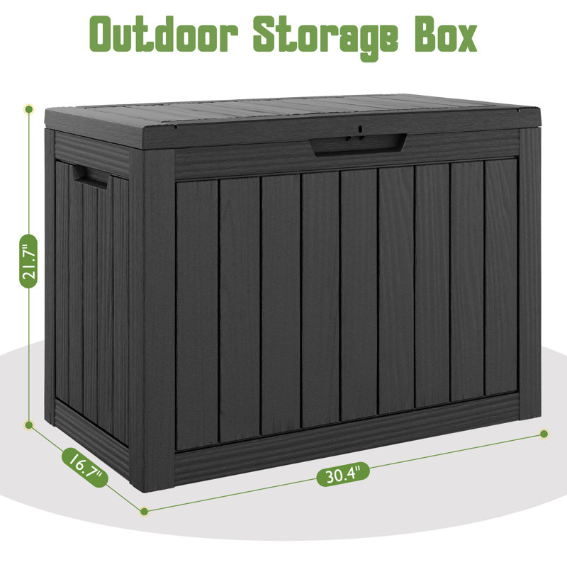 Waterproof Resin Deck Box – Uv Resistant Outdoor Storage With Lockable Lid, Black, 50 Gallons