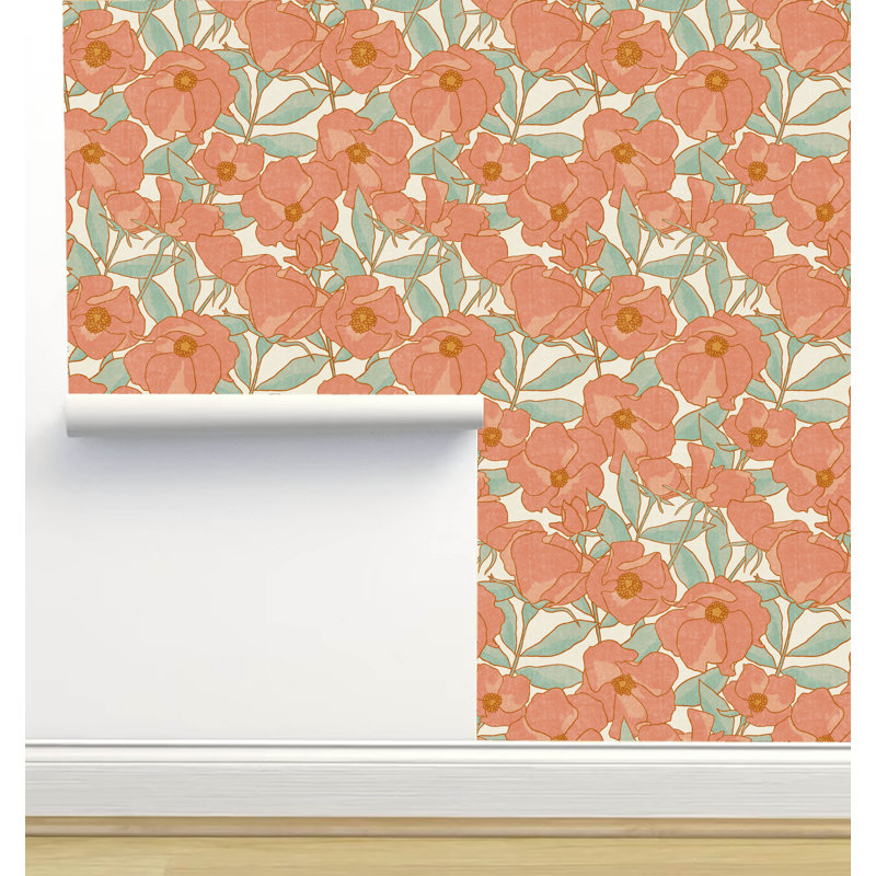 Rouleau de papier peint auto-adhésif L 2,16 pi x l 5 po Amy MacC Ready Designs, Rose / vert