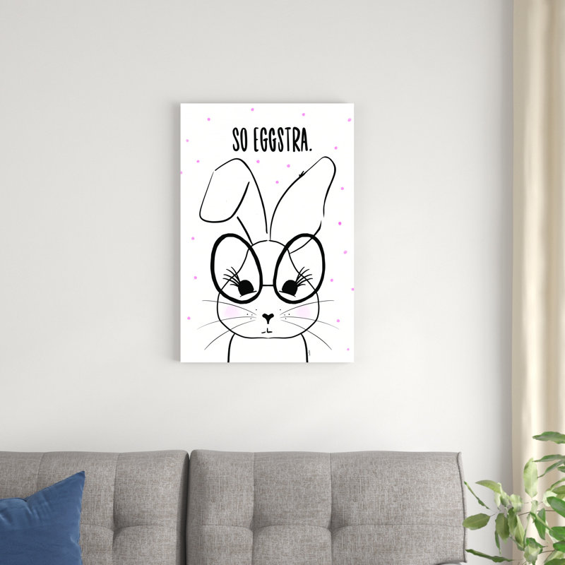 «Funny Bunny II» par Leah York - Art textuel sur toile tendue, H 30 po x l 20 po
