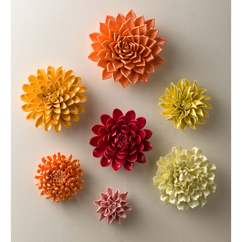 Décoration murale fleurs en céramique