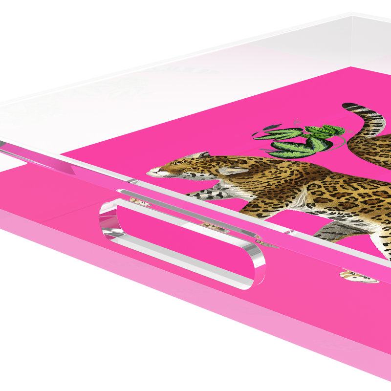 Plateau décoratif carré Leopard, 15"W x 15"D x 2"H
