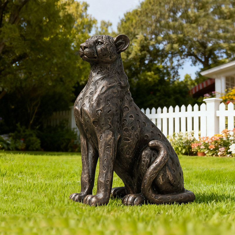 23.25''H MGO Bronze Leopard Statue
