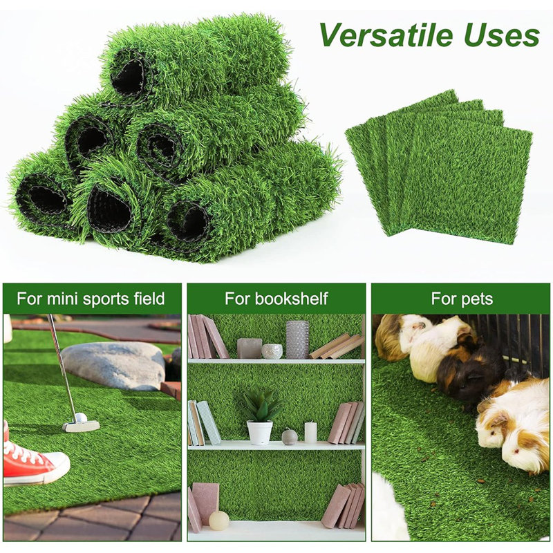 8 paquets de 8 tapis de gazon artificiel carrés 12 po x 12 po