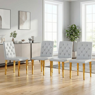 Upholstered Dining Chairs With Metal Legs, Armless High Back, Set Of 2 Or 4