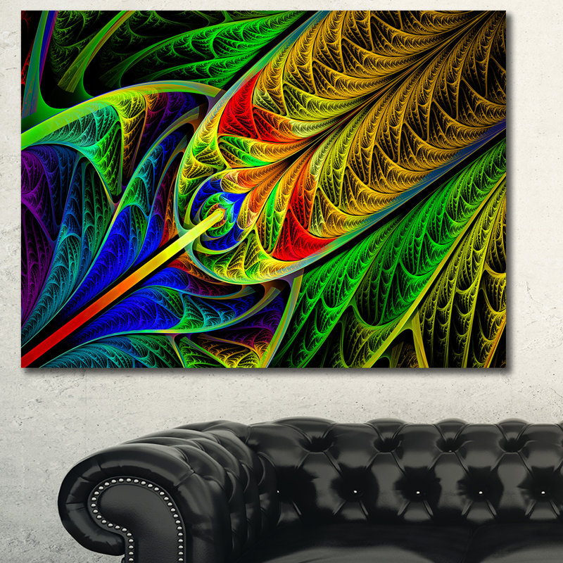 «Stain Glass with Glowing Designs», impression sur toile, H 30 po x l 40 po x P 1 po