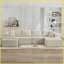 Canapé modulaire 106 po en velours côtelé beige moelleux 106 po - Aucun assemblage requis Canapé en L pour salon-1010039052