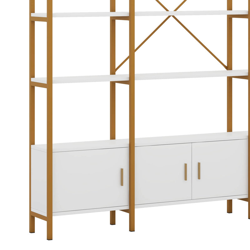 78 Inch 4 Tiers Home Office Bookcase Bookshelf, Storage Cabinet Display Shelf, X Bar