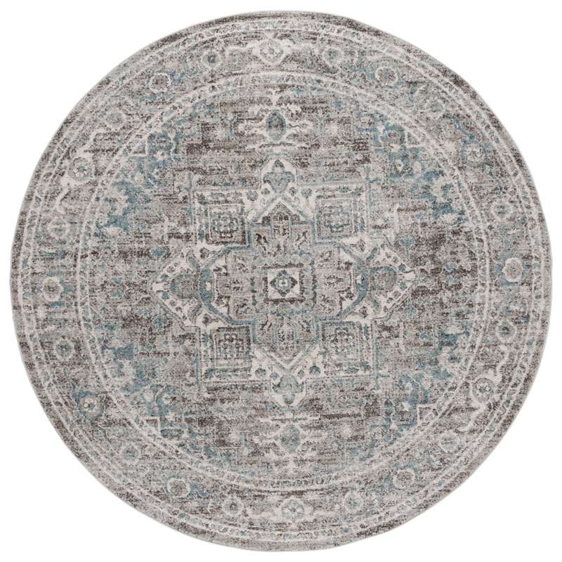 Kokou Vintage Tabriz Performance Oriental Rug, Round 6'7"