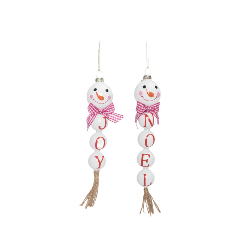 Ensemble de 2 ornements de bonhomme de neige en verre 8 po