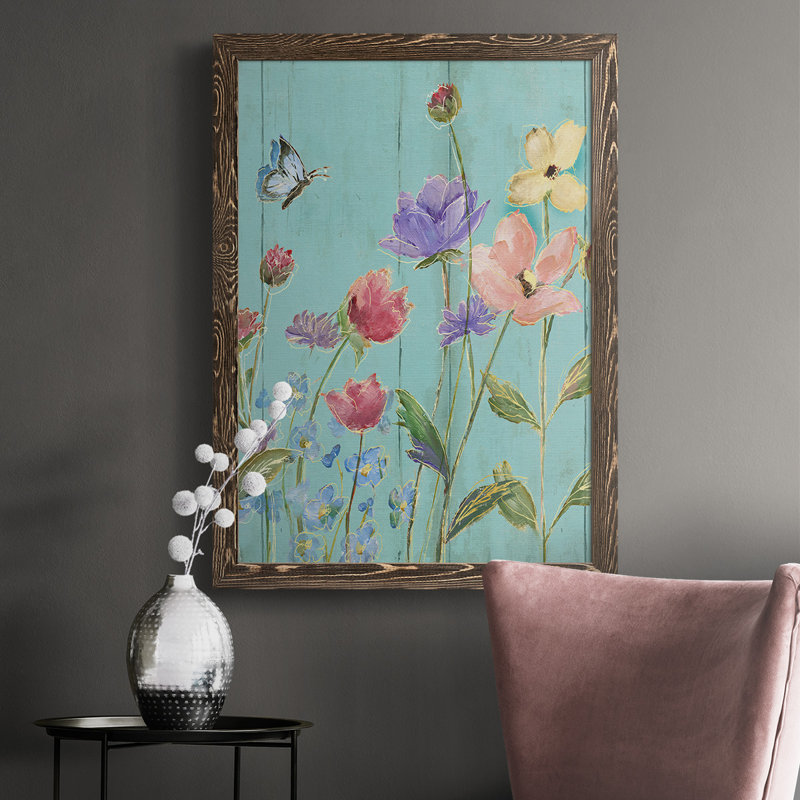 Alfidale Wildflower Flutter III, peinture sur toile encadrée, Noyer, H 43,5 po x l 31,5 po x P 1 po