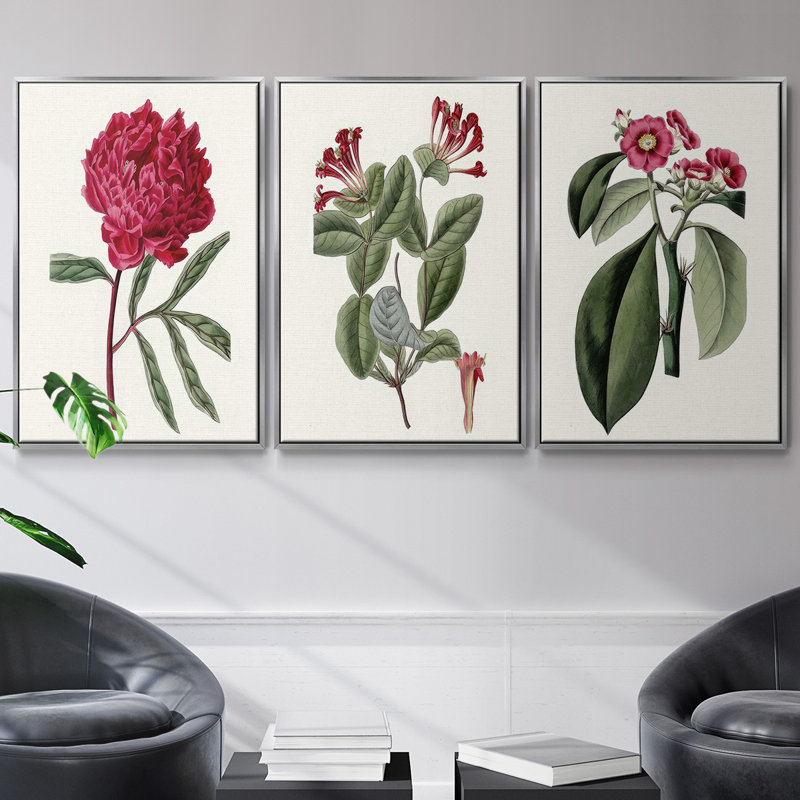 Ensemble de 3 pièces encadrées sur toile Lazuli I, H 40 po x l 78 po, Encadrement argenté
