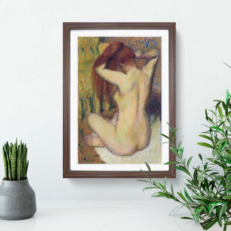 Woman Combing Her Hair by Edgar Degas - Framed Print, 65cm H x 48cm W x 2cm D, Walnut Framed
