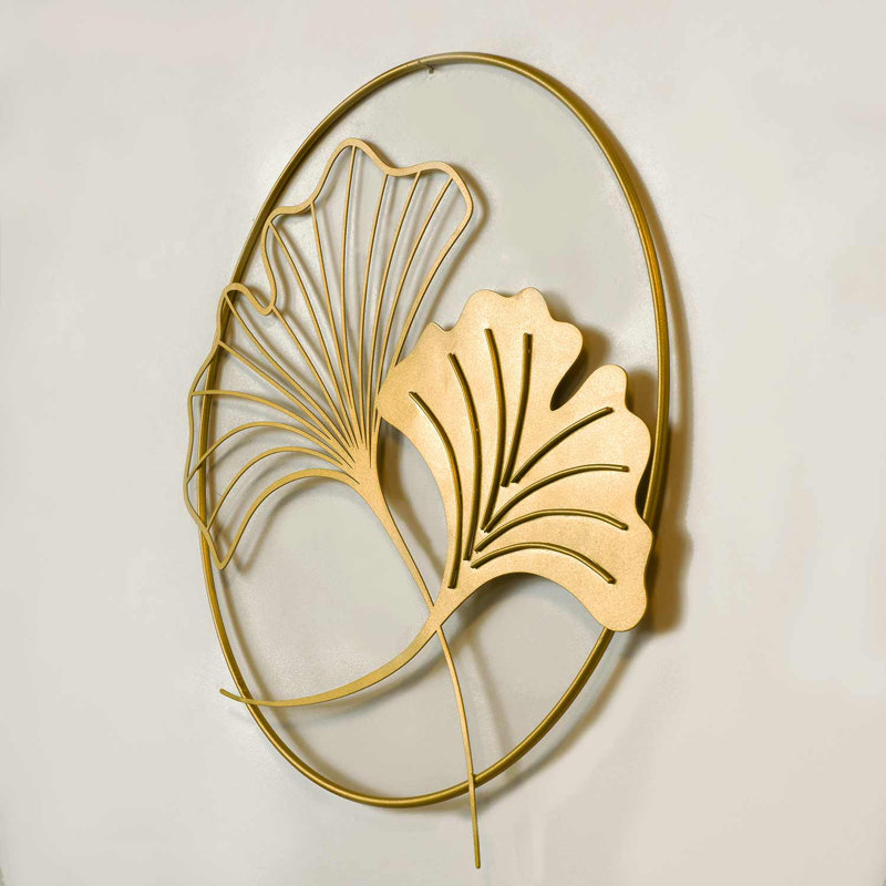 Décoration murale feuille de ginkgo en métal
