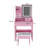 3-Color LED Vanity Mirror With Stool, Pink Dressing Table For Bedroom, 2 Drawers & 5 Storage Cabinets (4 Open + 1 Hidden), Adjustable Lighting-936804418