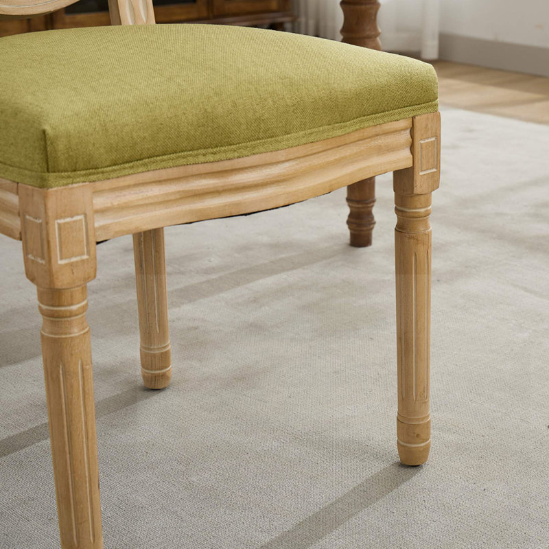 Chaise de salle à manger avec cadre en bois massif de style français et dossier en tissu antique, siège élégant et confortable