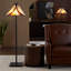 Lampe de table 30 po en métal bronze huilé avec verre brun et crème-419637849