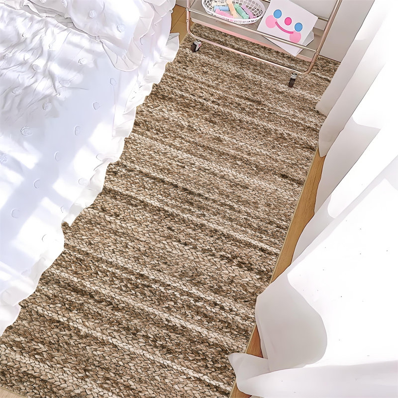Machine Washable Runner Rugs 2x6 Modern Farmhouse Runners Non-Slip Gradient Runner Rug Soft Printed Braid Indoor Floor Carpet Rug for Hallway Kitchen Bedside Laundry, Brown