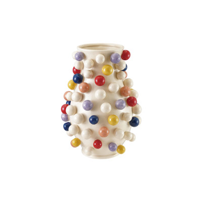 Handmade Stoneware Vase With 3D Balls With Crackle Glaze
