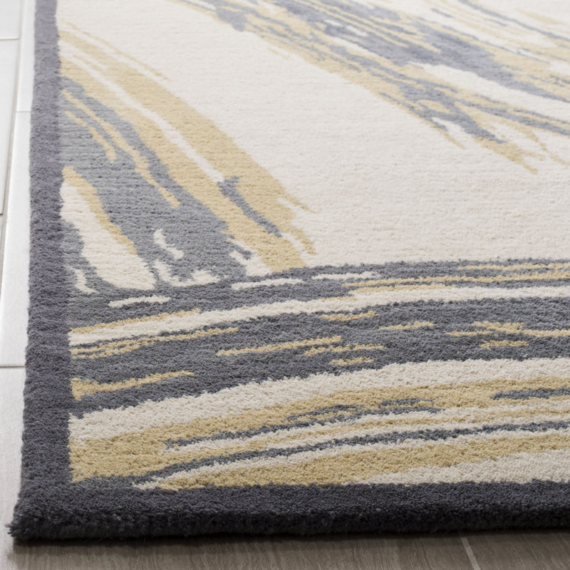 Wool and Cotton Abstract Indoor Rug, Rectangle 2'6" x 4'3"
