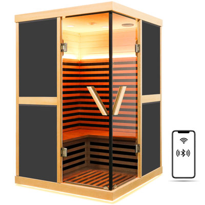 Sauna d'intérieur en bois de pruche de 47,2 pouces de large avec deux personnes