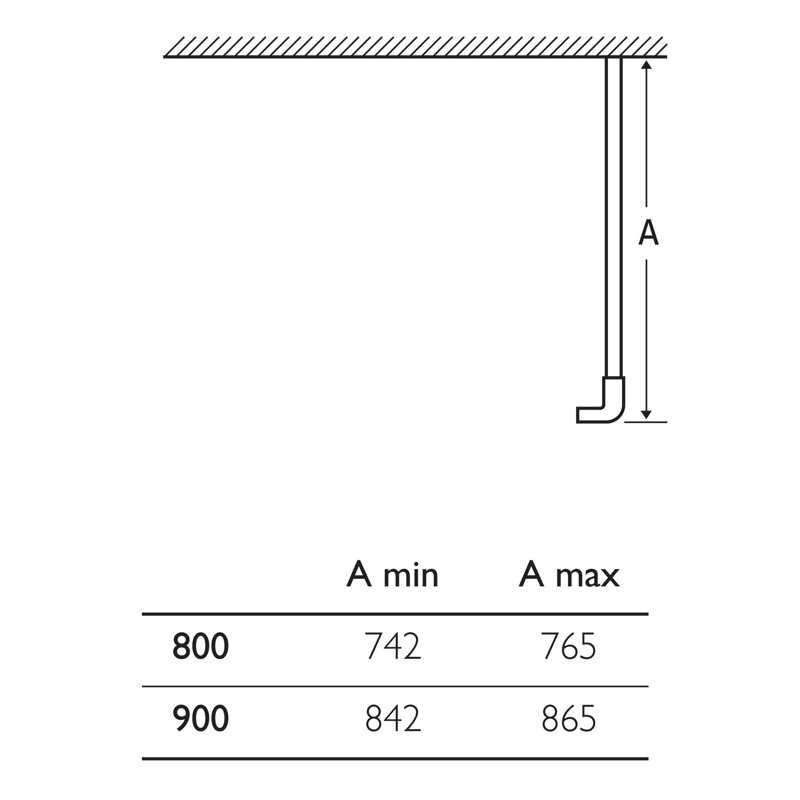 Semi-Frameless Fixed Glass Panel with Glass, 900mm W x 10mm D