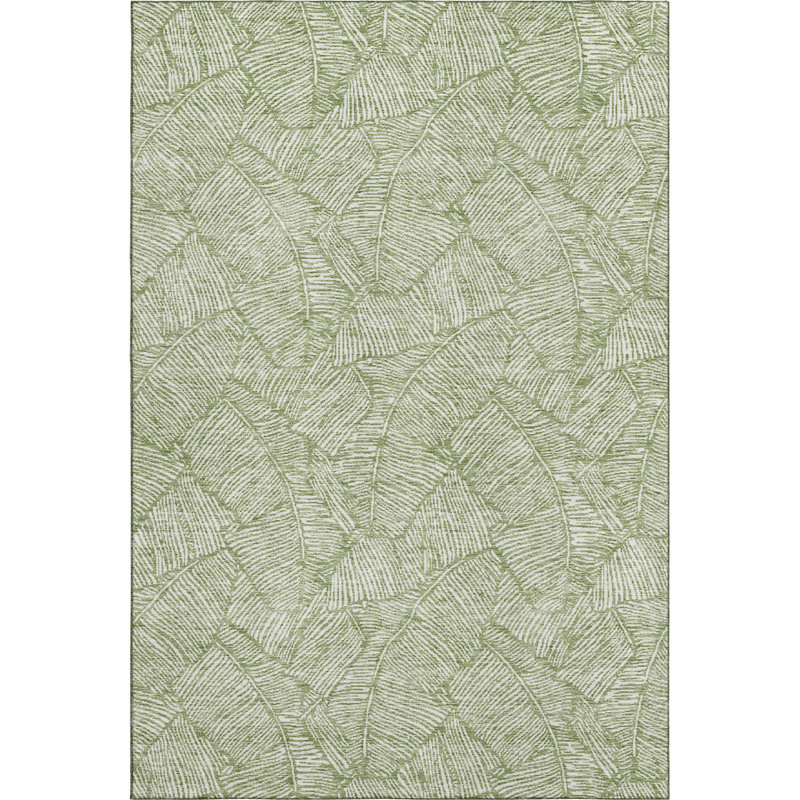 Premium Machine Washable Prisco Green Rug, Rectangle 2'6" x 3'10"