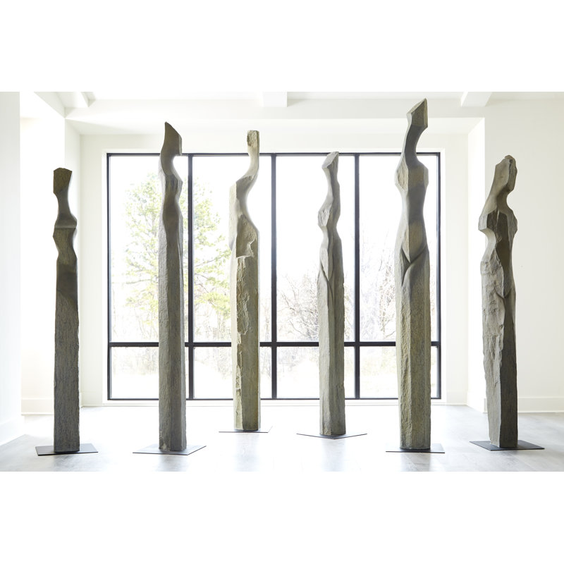 White Stone Cast Women Statue, Gray