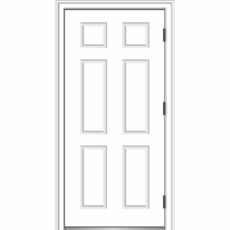 White 32'' x 80'' Fiberglass 6-Panel Prehung Front Door