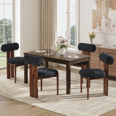 Modern Upholstered Dining Chairs with Solid Wood Legs