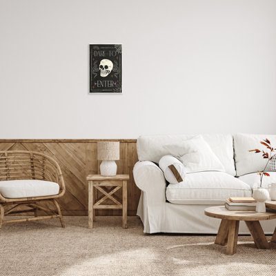 Dare To Enter Phrase Wall Plaque Art by Veronique Charron