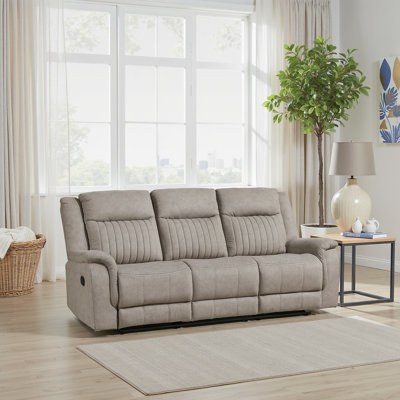Cloran 86" Modern & Contemporary Sofa - Polished Microfiber Three-Seat Recliner with Stylish Contrast Piping.