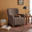 Fauteuil d'appoint moderne en lin capitonné avec siège rembourré, accoudoirs et pieds en bois d'hévéa-789354605