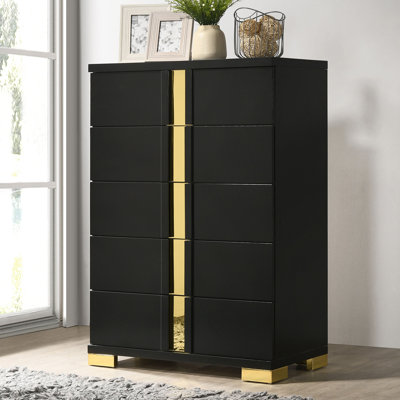 Lillestrom Contemporary Chest, Black/Gold