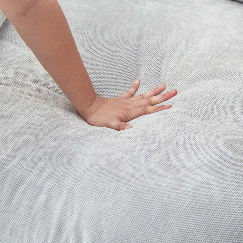 Canapé-lit rond à dossier plein et rembourré avec 8 coussins décoratifs pour le salon, Gris clair