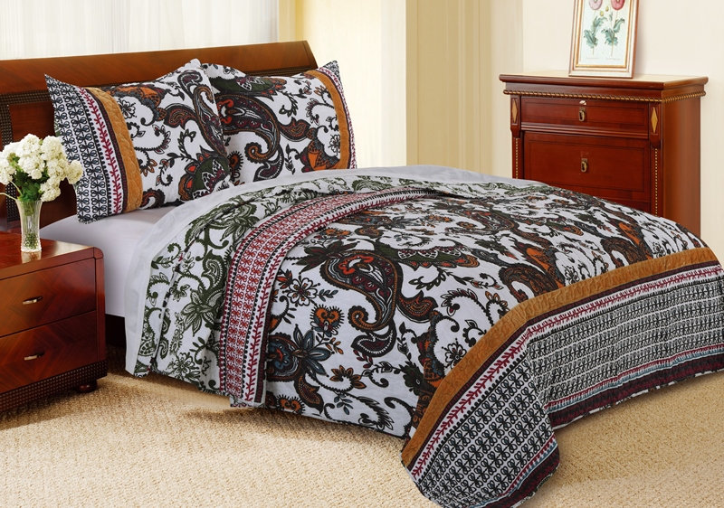 Greenland Home Fashions Orleans Multi 3-Piece Queen Size Quilt Set 90x90 + 20x26 (2), Full/Queen Quilt + 2 Shams
