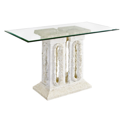 90 cm W Tempered Glass Top Console Table