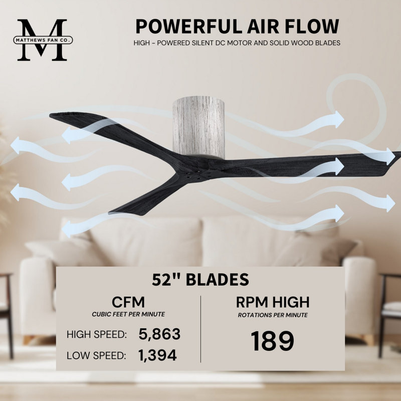 Irene Ceiling Fan, Barn Wood Tone, Matte Black, 52"