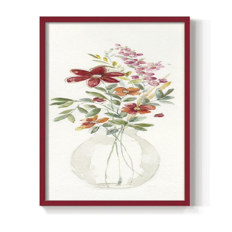 Reproduction encadrée Provence Bouquet II - bois massif, H 11 po x l 9 po, Rouge