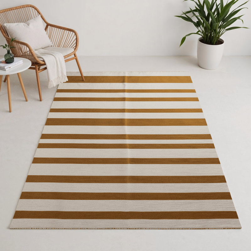 Tapis intérieur / extérieur gris HorizontalStripes, Rectangle 5 pi x 7 pi
