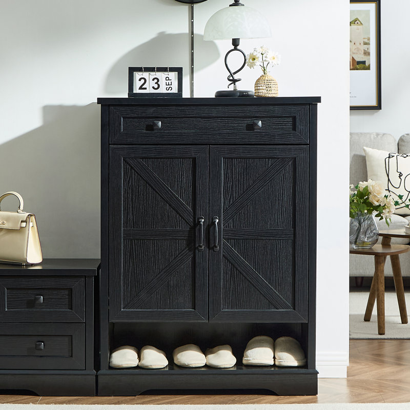 20 Pair Shoe Storage Cabinet, Black