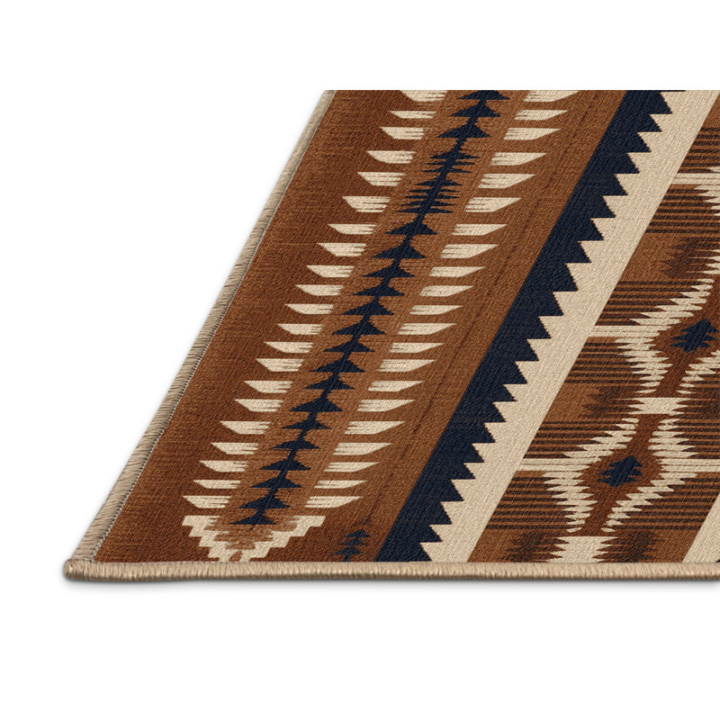  Tapis lavable à motif géométrique à têtes de flèches, Rectangulaire 2 pi x 3 pi
