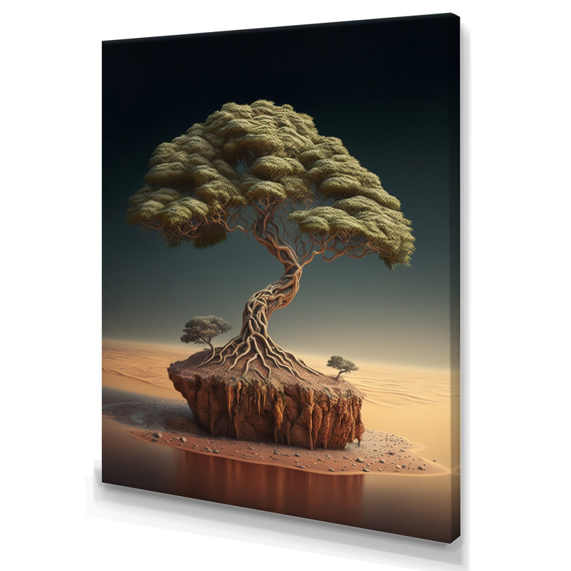 Bonsai Tree on Sand I - Impression sur toile, H 32 po x l 24 po x P 1 po, Toile tendue