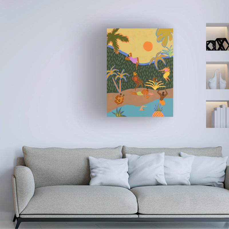 Été paradis sur toile, H 32 po x l 24 po x P 2 po