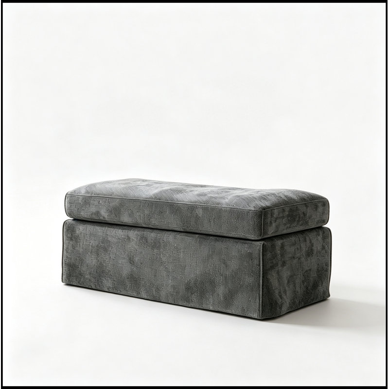 Banc rembourré en chenille avec rangement rabattable, Gris anthracite