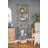 Antiqued Gold Six-Tiered Mirrored Shelving Unit with Distressed Metal Finish for Living Room Display