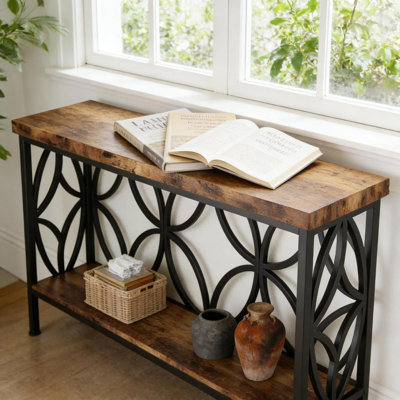 Table basse, canapé industriel, console 2 niveaux