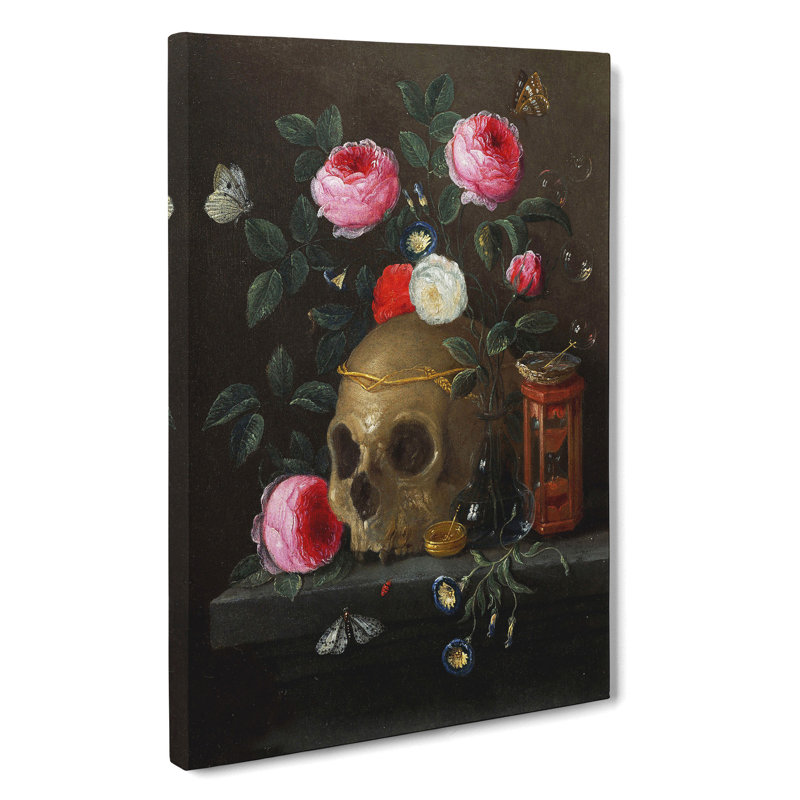Skull and Roses by Jan Van Kessel - Wrapped Canvas, 76cm H x 50cm W x 3cm D