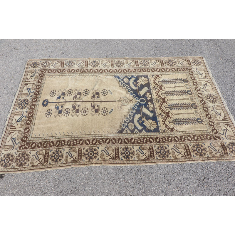 Tapis turc antique fait à la main en bleu parfait comme décoration élégante pour n'importe quelle pièce de votre maison